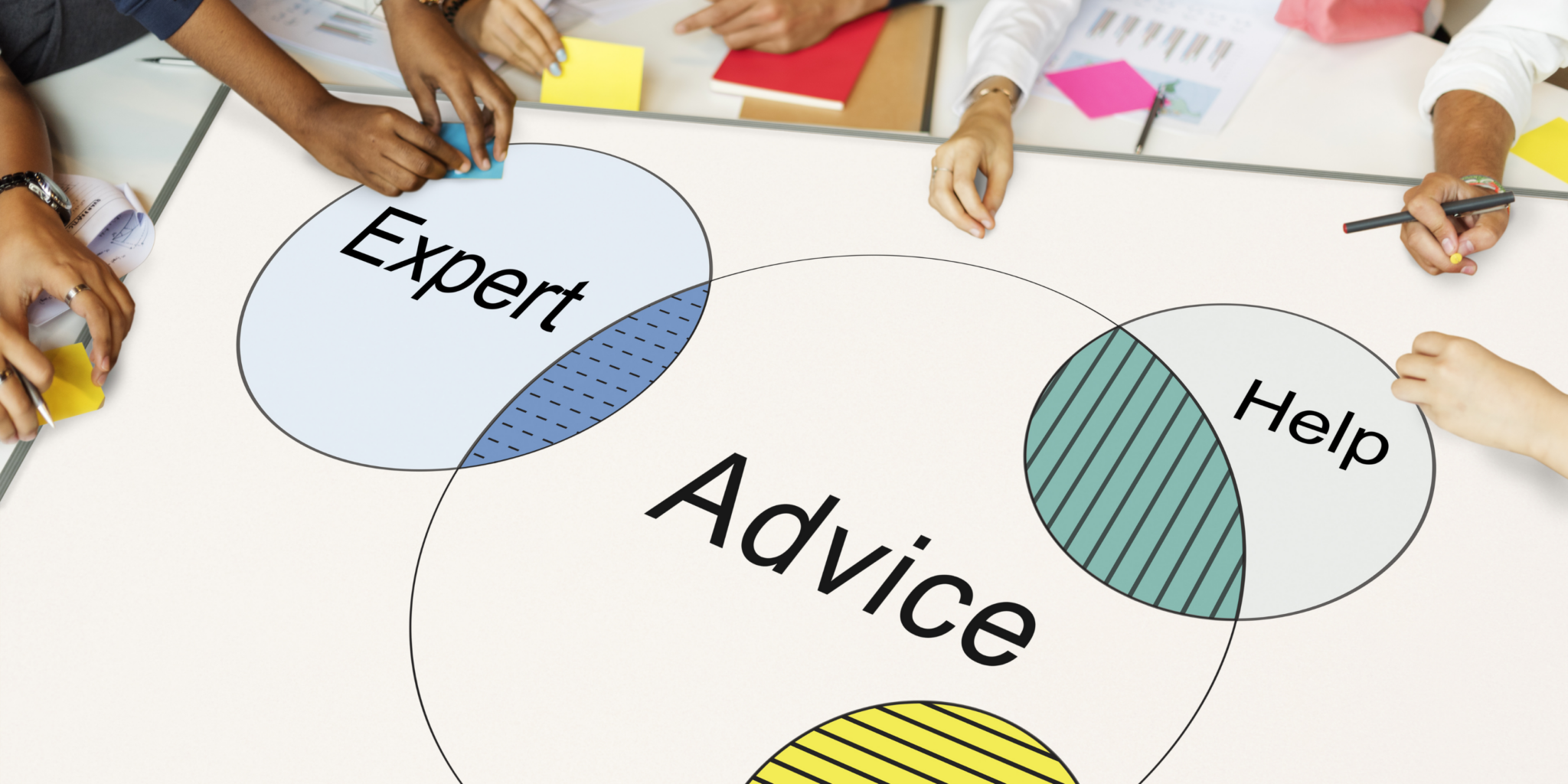 Expert advice written on whiteboard